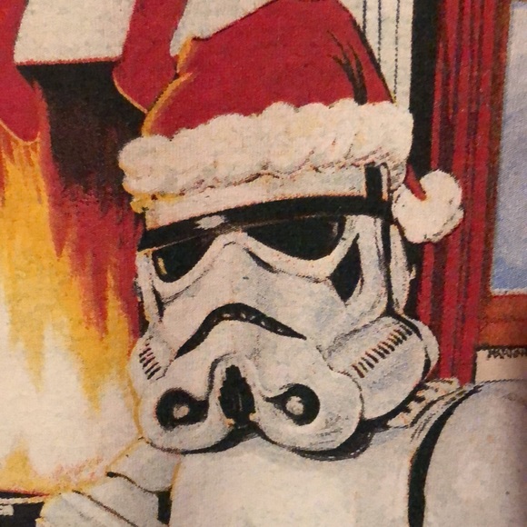 Star Wars Storm Trooper Christmas Theme Green Graphic T-Shirt Boys Large L - Picture 6 of 12